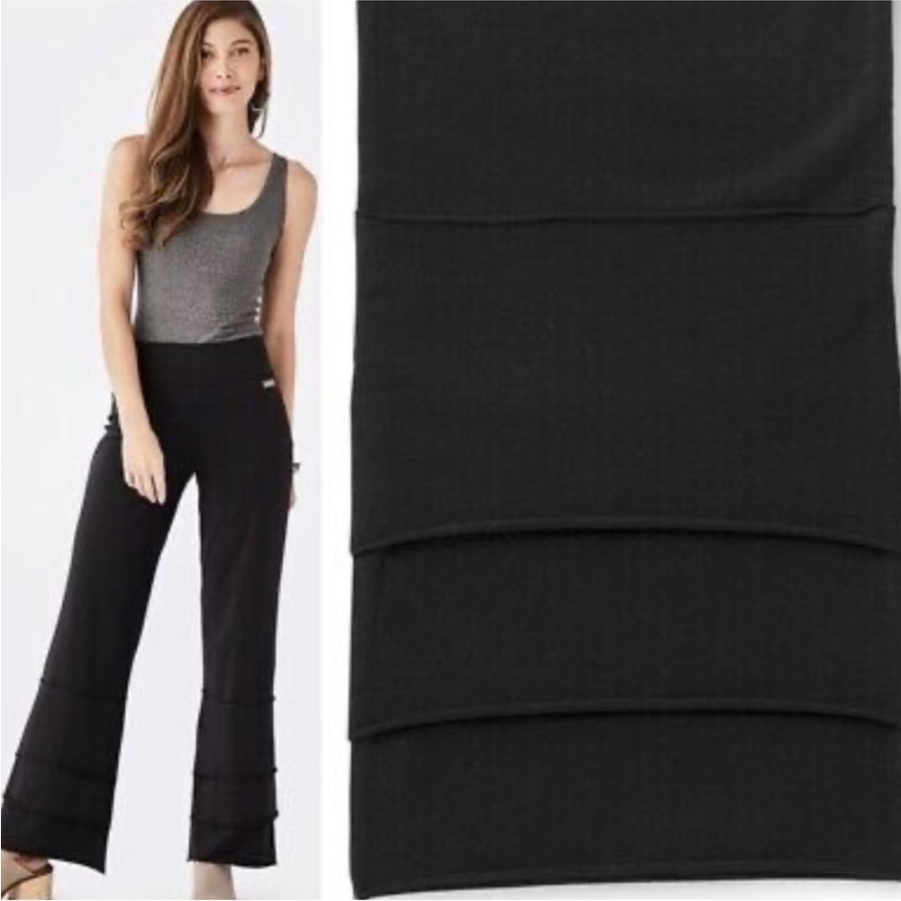 MATILDA JANE Black Pull-on Relaxed Flare Leg Tiered Pants Medium